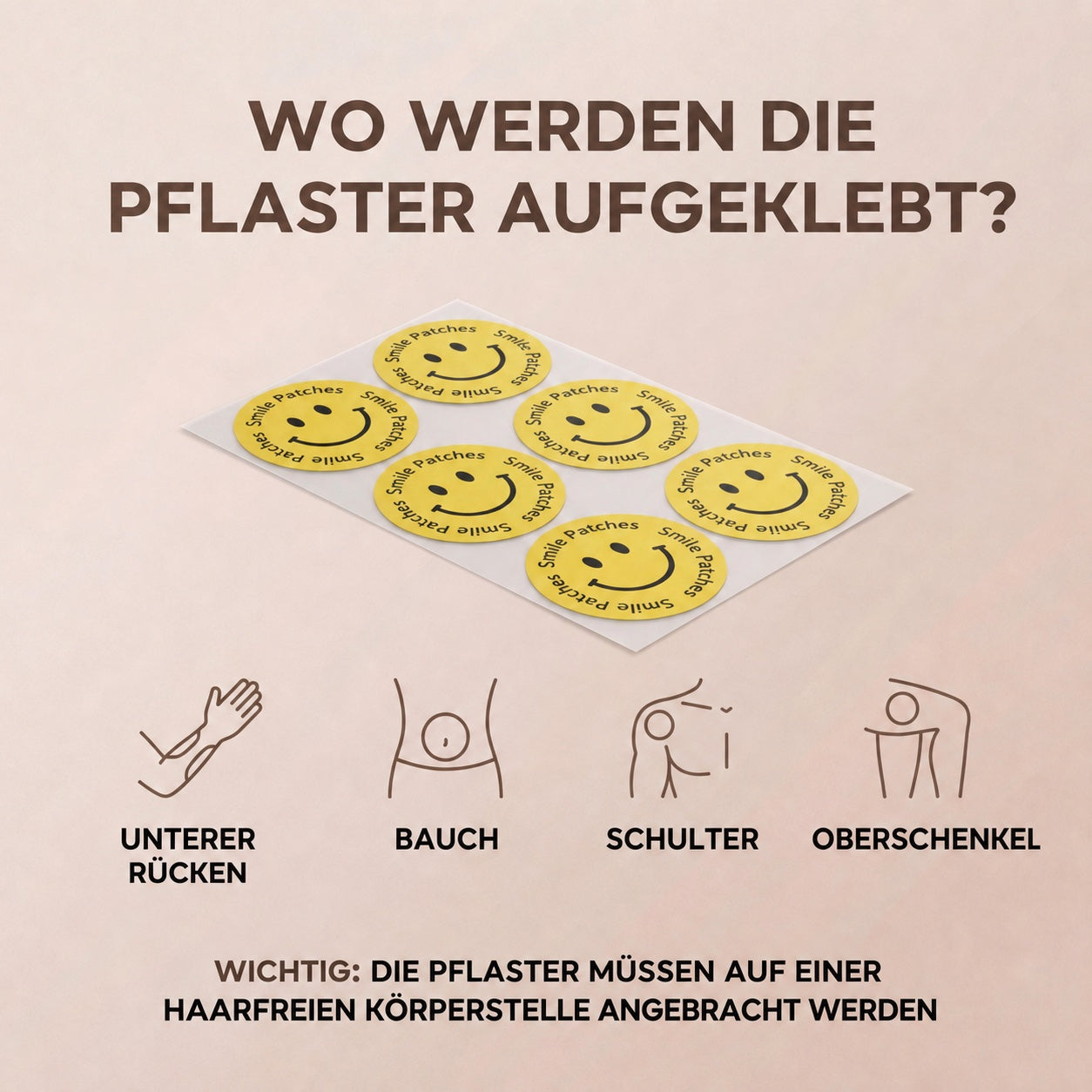 Wo werden die Pflaster aufgeklebt?