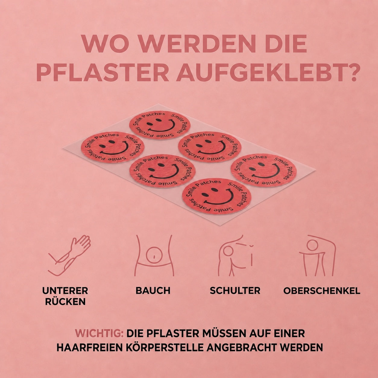 Wo werden die Pflaster aufgeklebt?