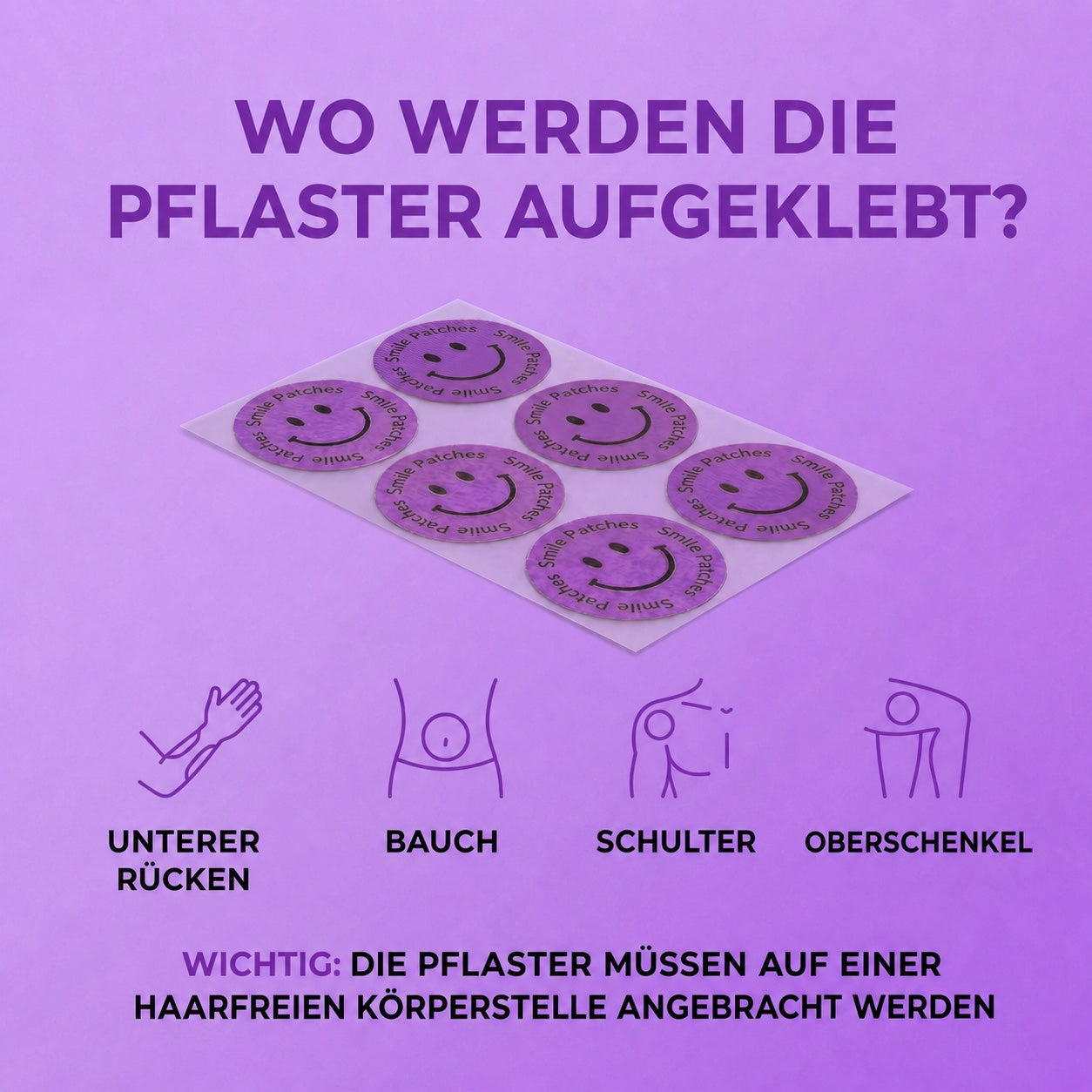 Wo werden die Pflaster aufgeklebt?